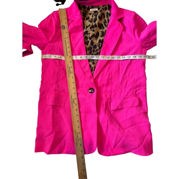 JODIFL Hot Pink Single Button Blazer Leopard Print Lined Women's Medium Career - Picture 7 of 7
